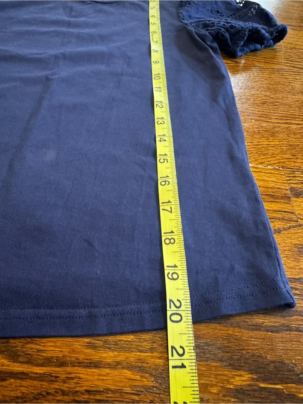 Kate Spade Navy Blue Eyelet Crew Neck Puff Short Sleeve Top XS